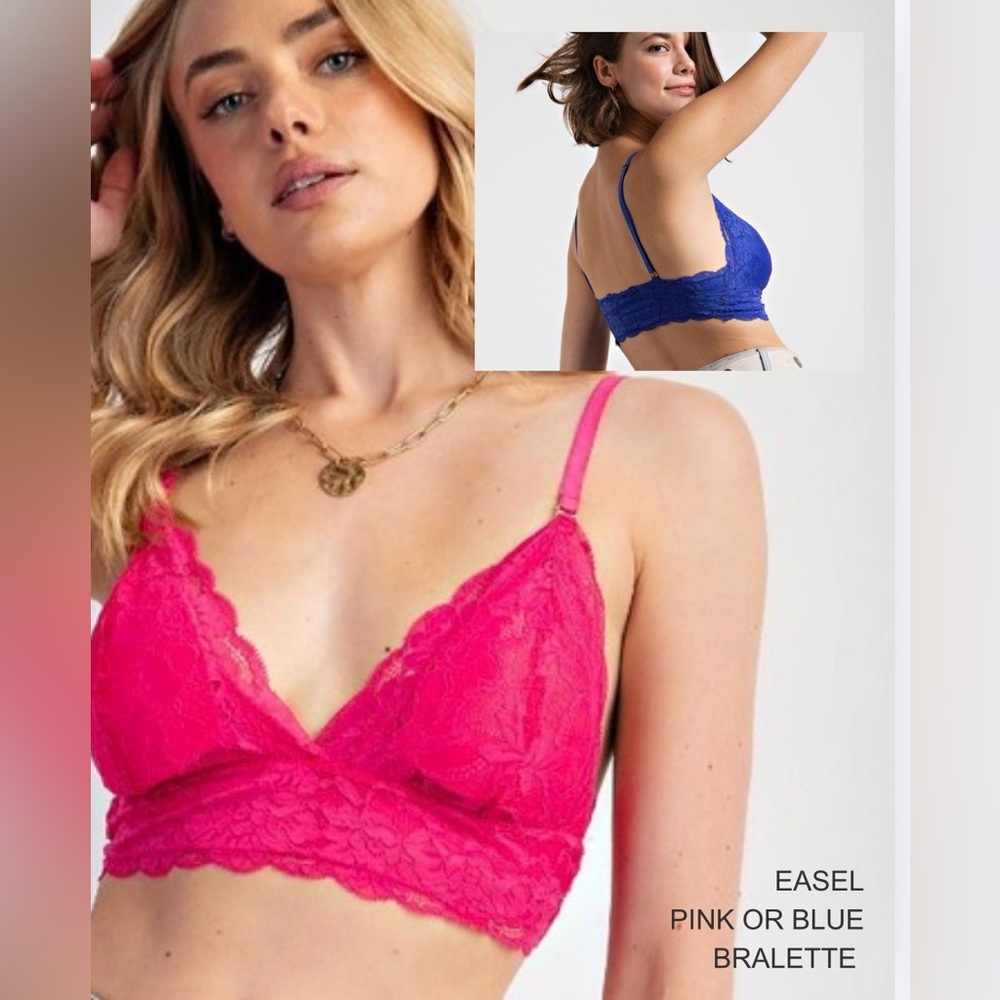E3 new easel bra bralette lace pink or blue small medium large